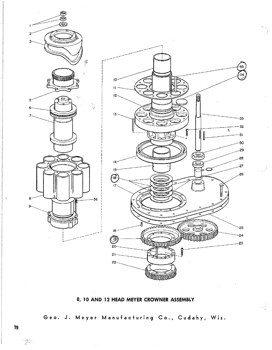 Meyer crowner and crowning head drawing