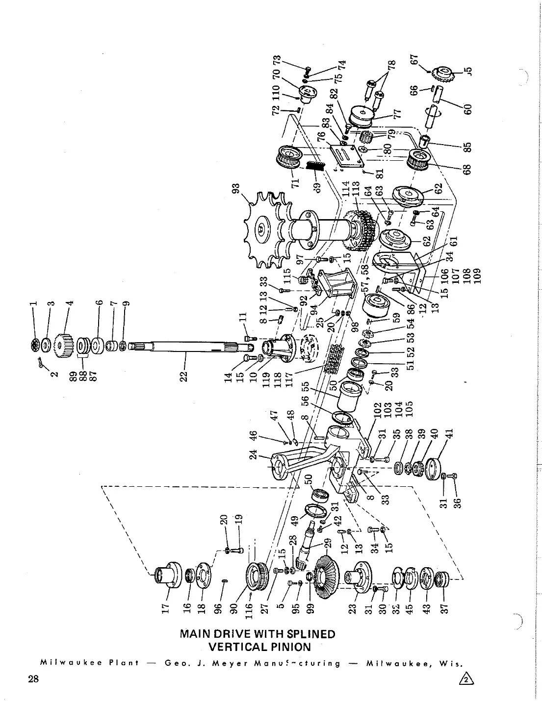 Meyer 40 valve can filler main drive star shaft housing drawing