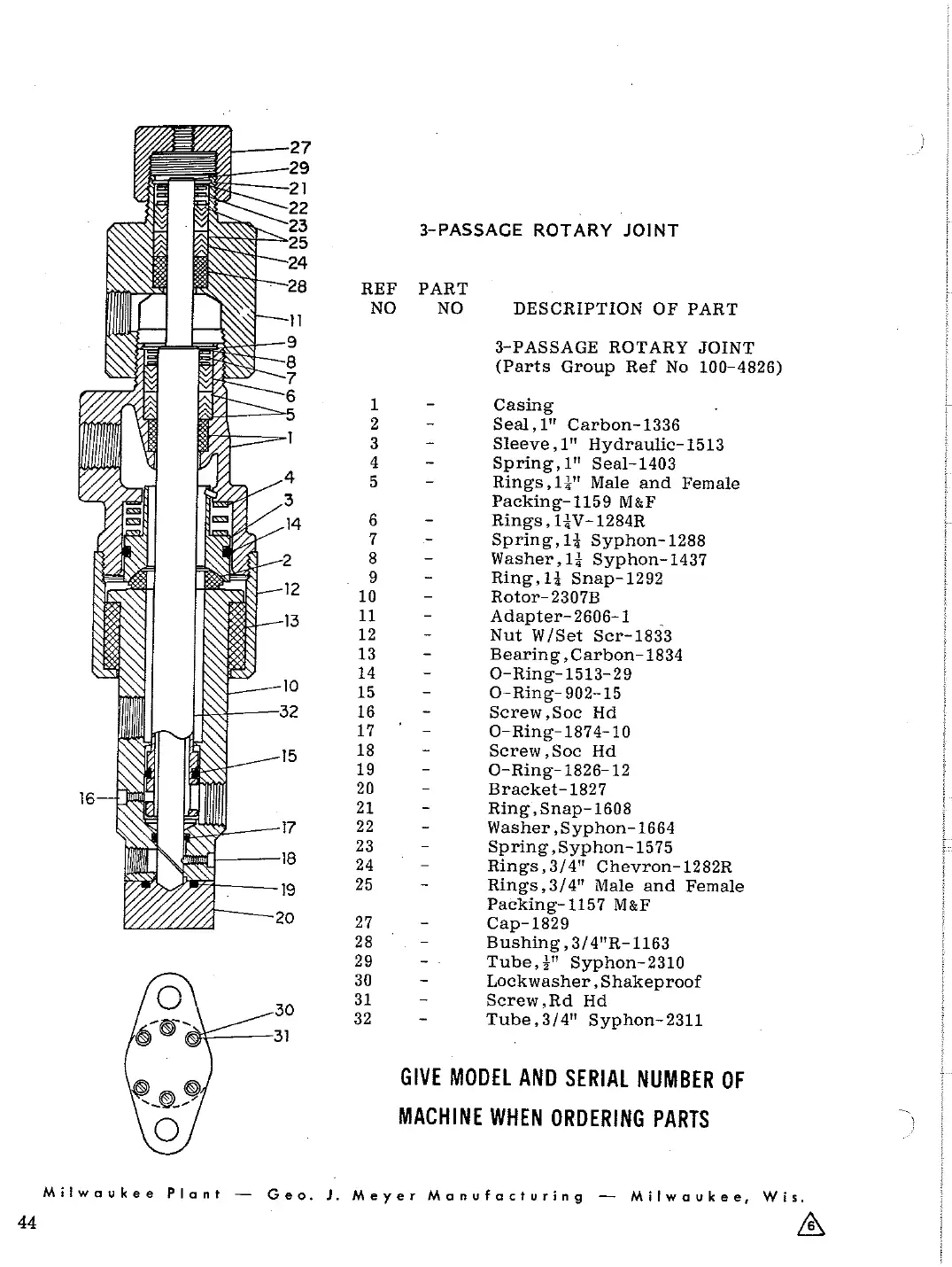 Meyer 40 valve can filler base and overhead piping drawing