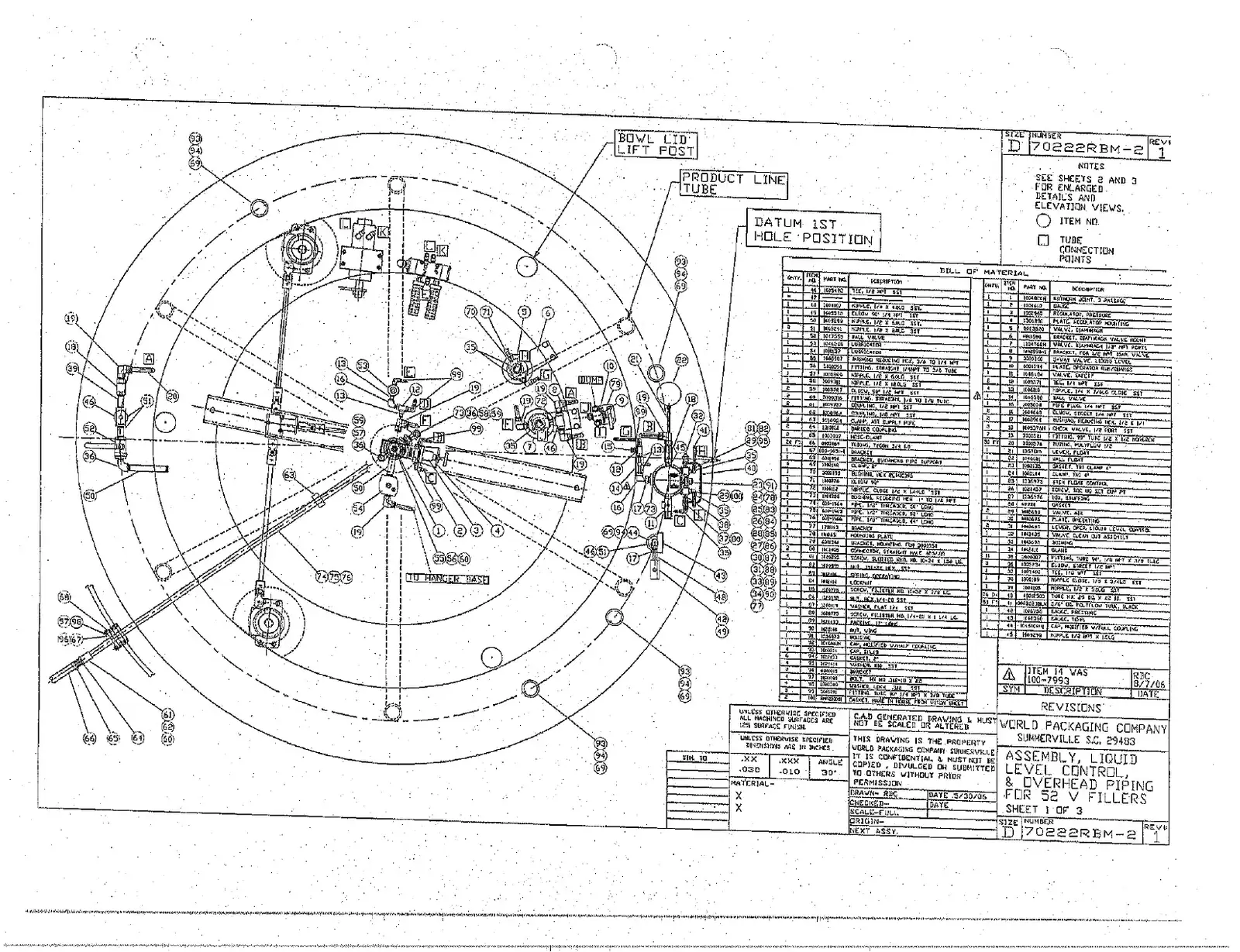 Meyer 52-12 filler liquid level control and product line drawing