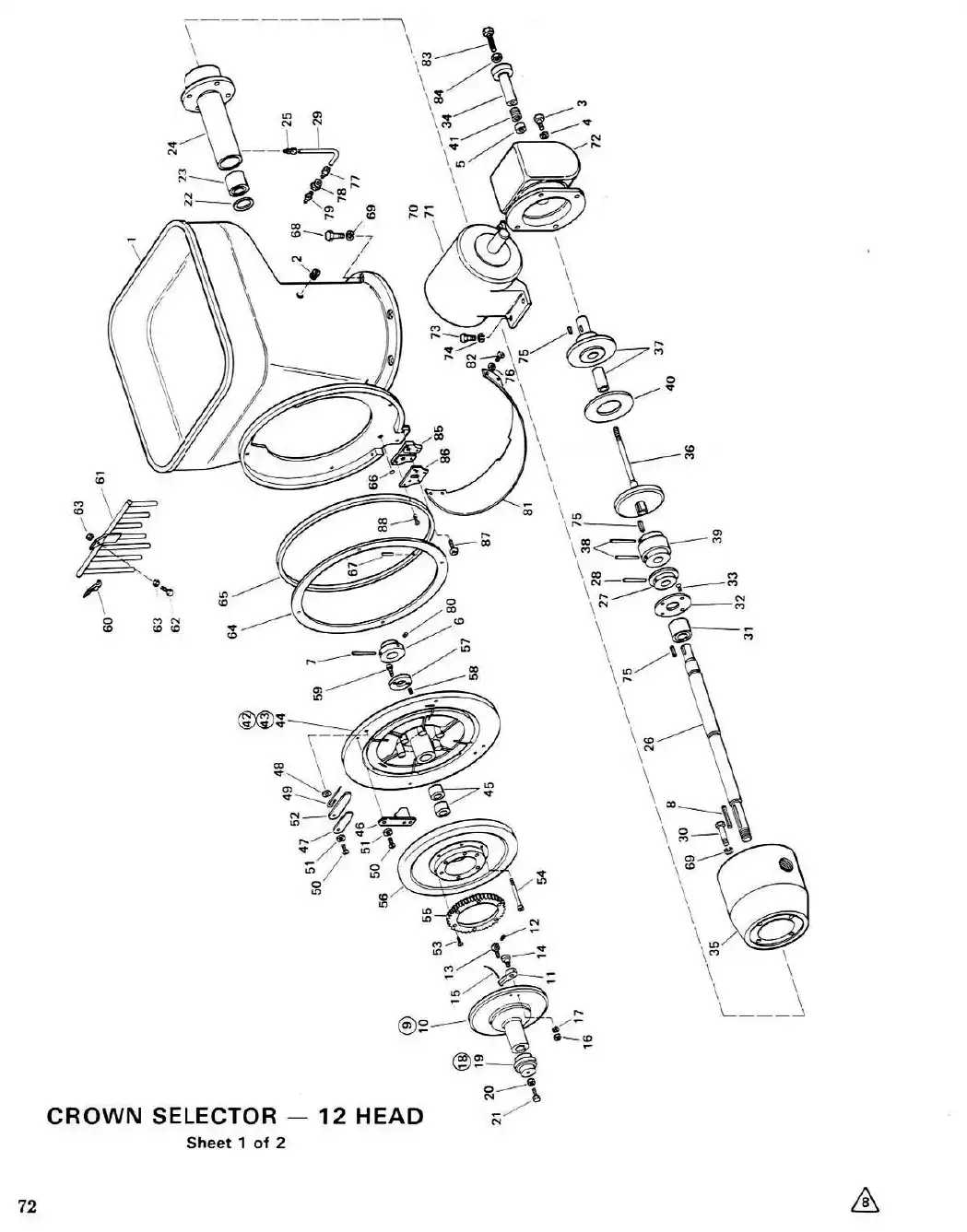 Meyer A-Model filler table top attachments drawing