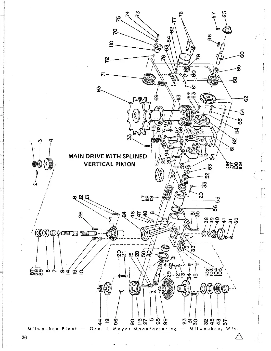 Meyer 88 valve can filler main drive star shaft housing drawing