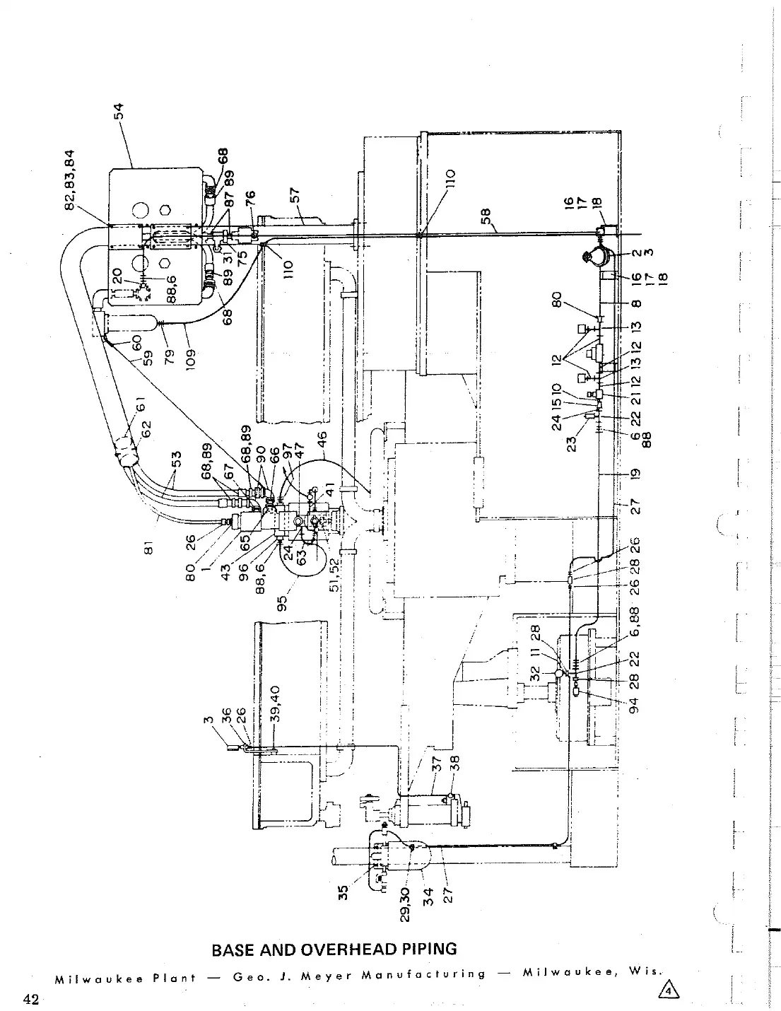 Meyer 88 valve can filler lubrication and grease lines drawing