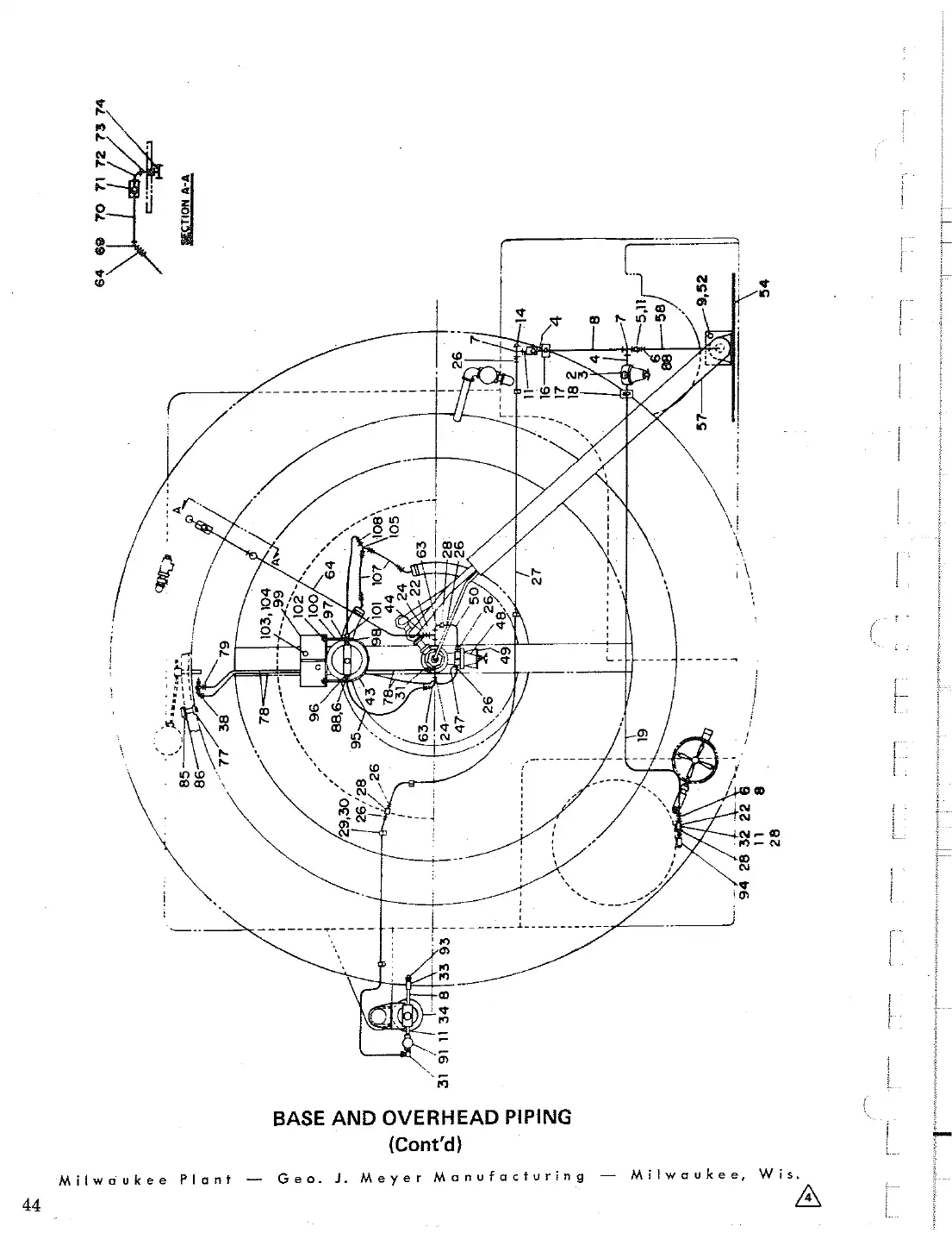 Meyer 88 valve can filler base and overhead piping drawing
