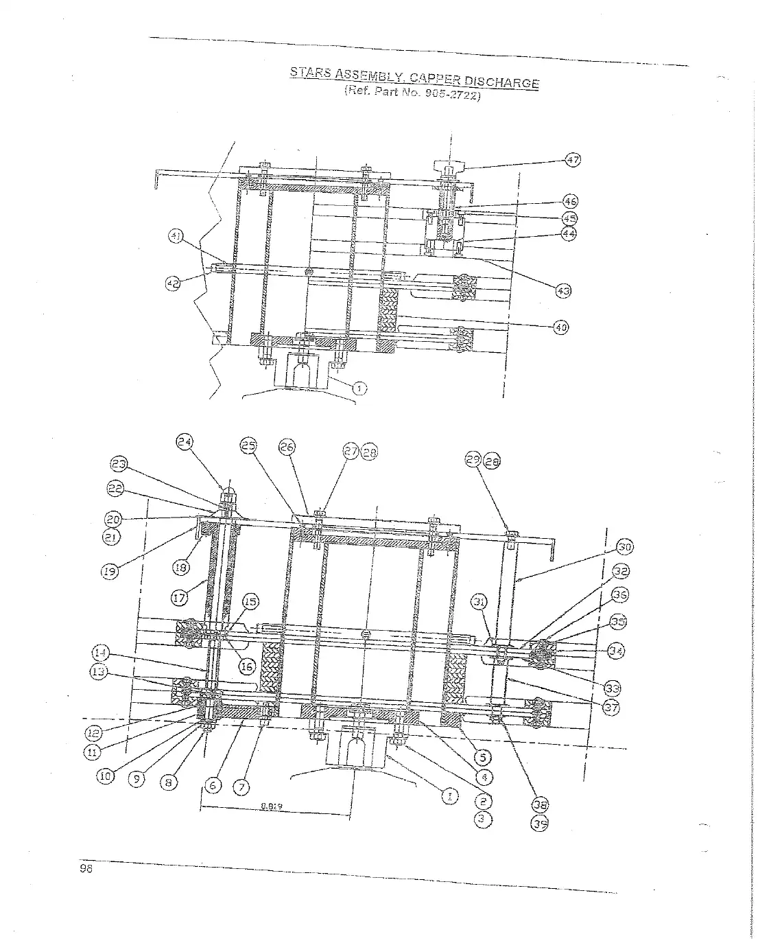 Meyer 90-27 filler stars assembly capper discharge drawing