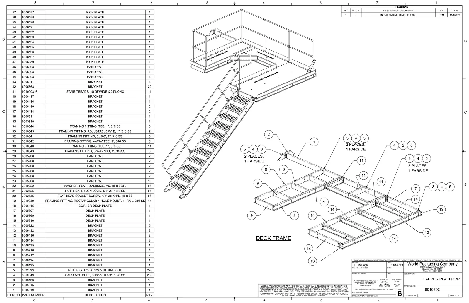 Meyer 52-12 filler capper platform drawing