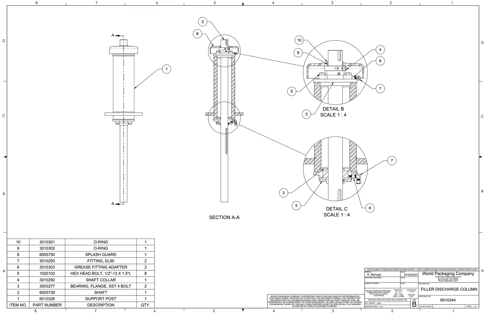 Meyer 52-12 filler filler discharge column drawing