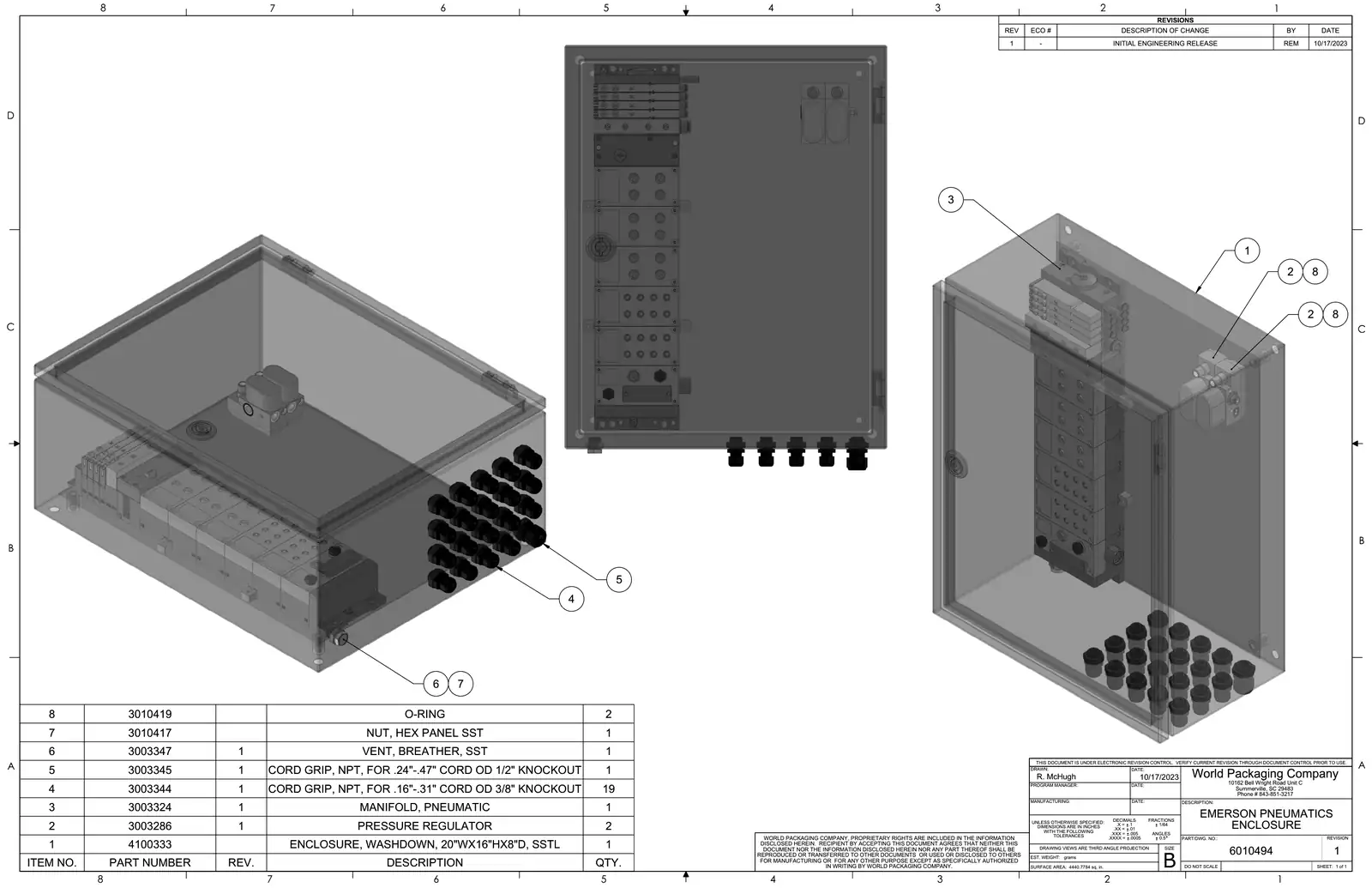 Meyer 90-18 filler emerson pneumatics enclosure drawing