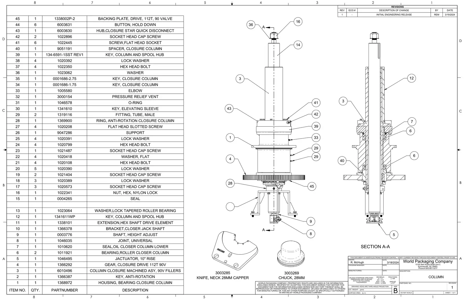 Meyer 90-18 filler column drawing