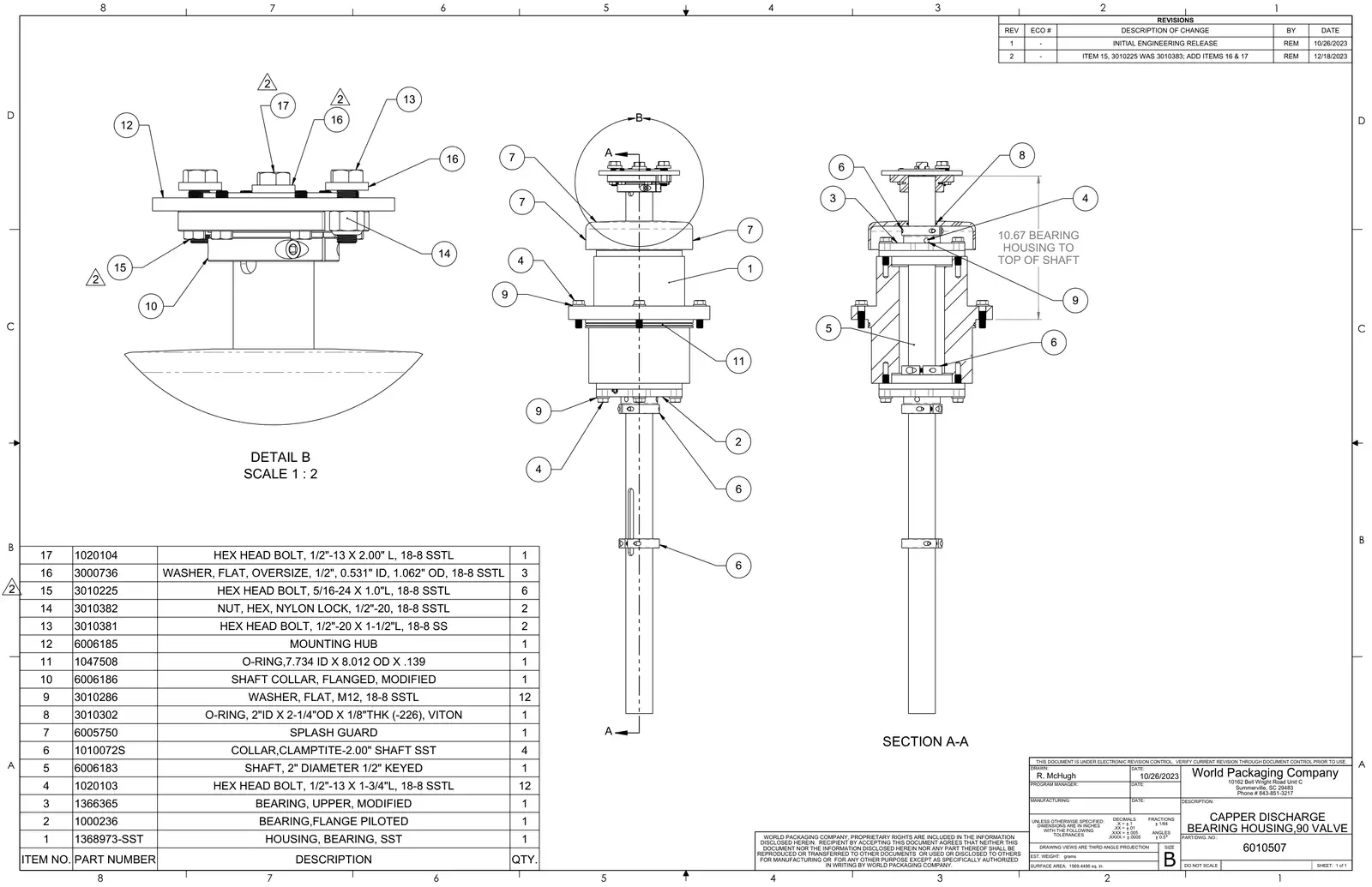 Meyer 90-18 filler capper discharge bearing housing, 90 valve drawing