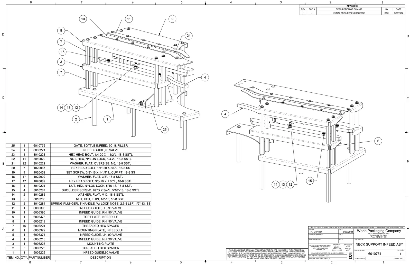 Meyer 90-18 filler neck support infeed assembly drawing