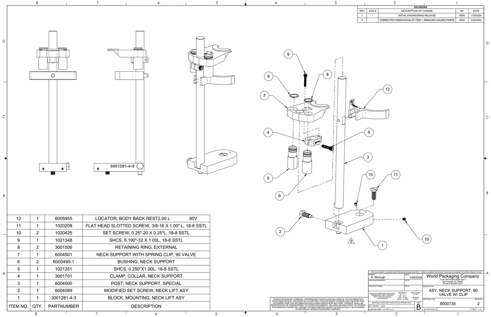 Meyer 90-18 filler assembly, neck support, 90 valve w/ clip drawing