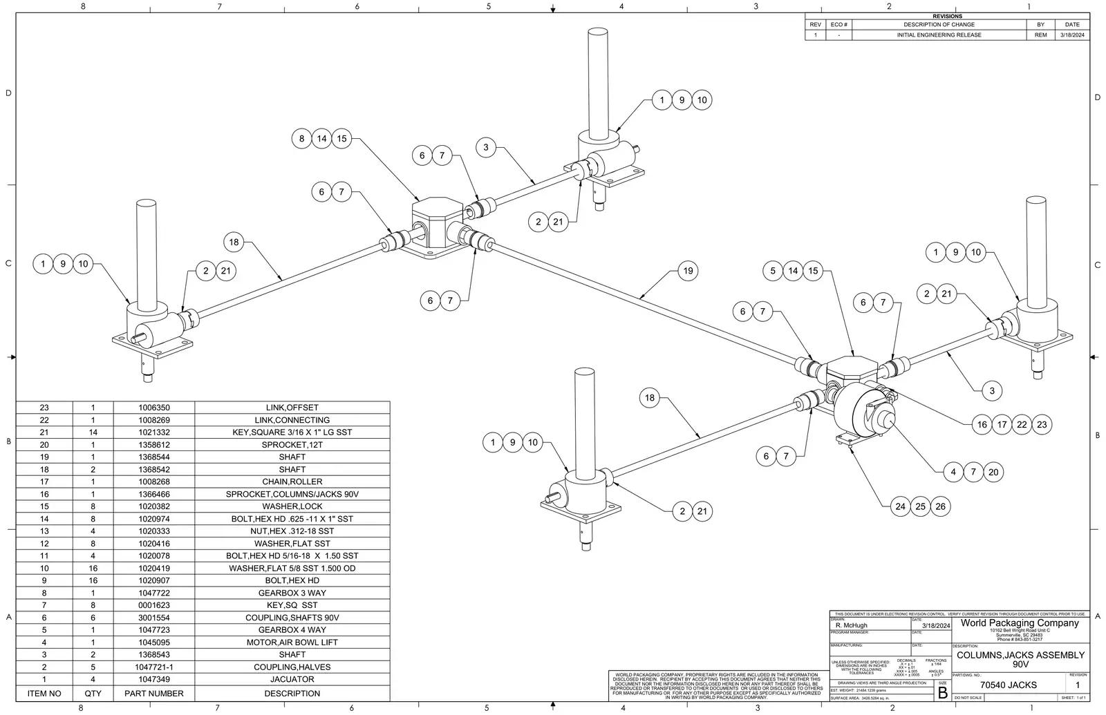 Meyer 90-18 filler columns, jacks assembly 90v drawing