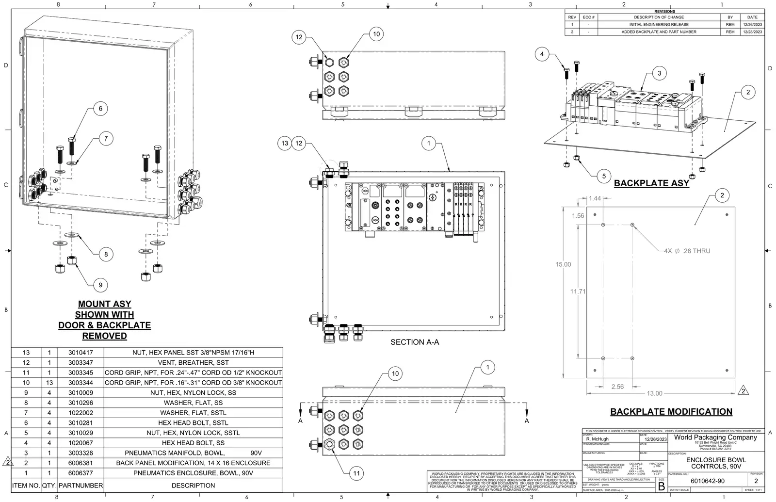 Meyer 90-18 filler enclosure bowl controls, 90v drawing