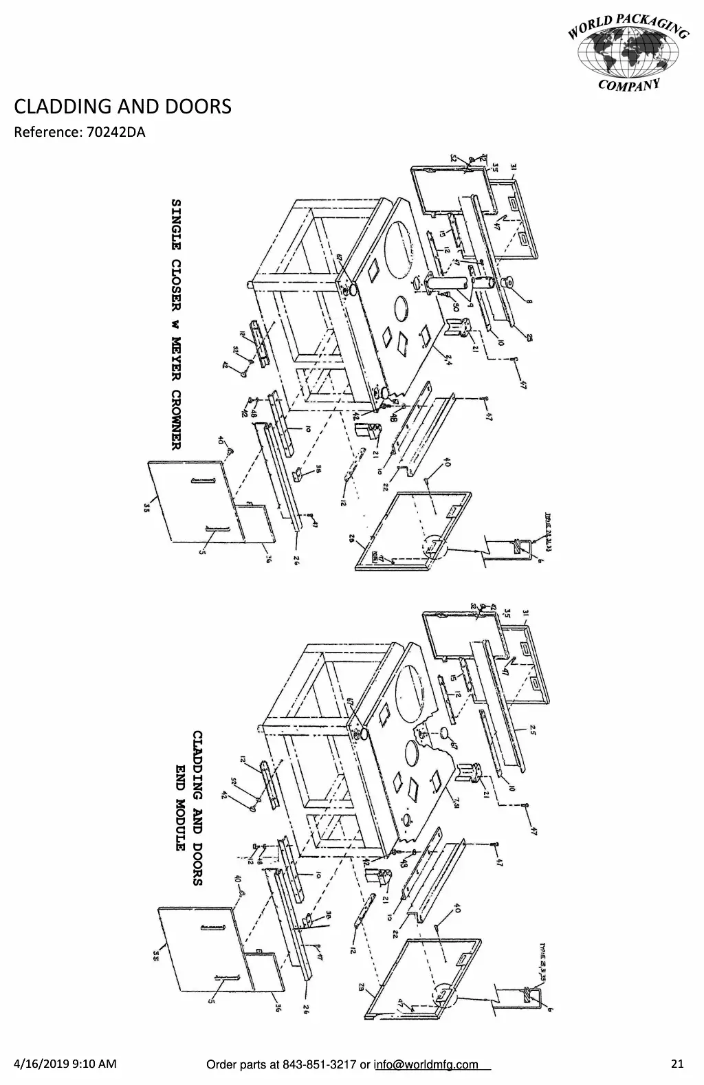 Meyer 52-12 filler cladding and doors drawing