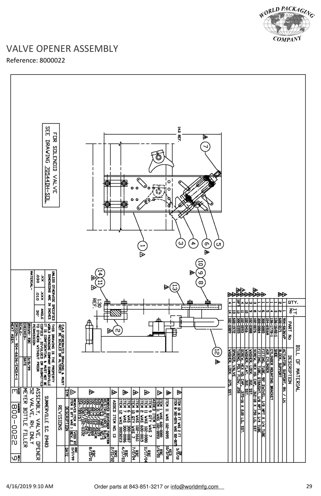 Meyer 52-12 filler valve opener assembly drawing