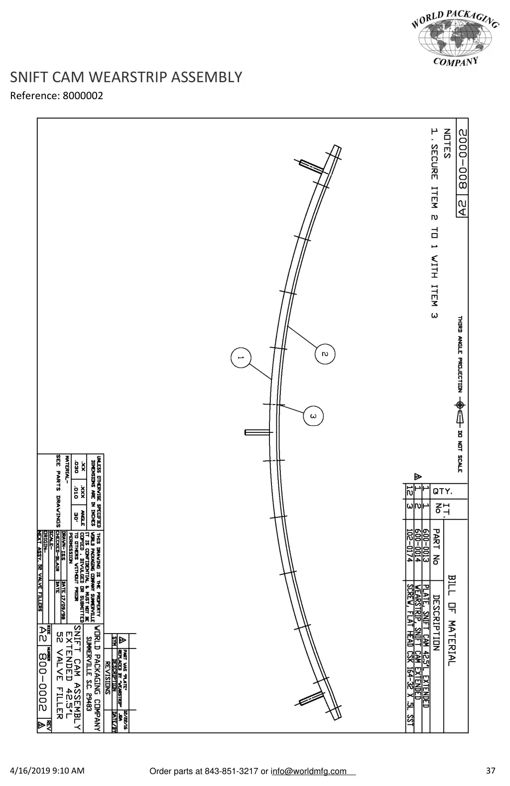 Meyer 52-12 filler snift cam wearstrip assembly drawing