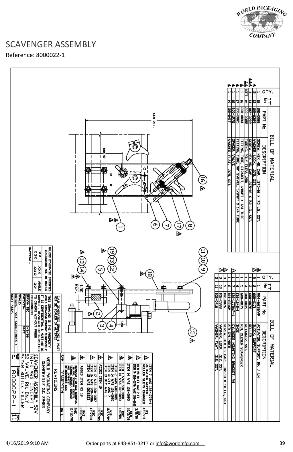 Meyer 52-12 filler scavenger assembly drawing