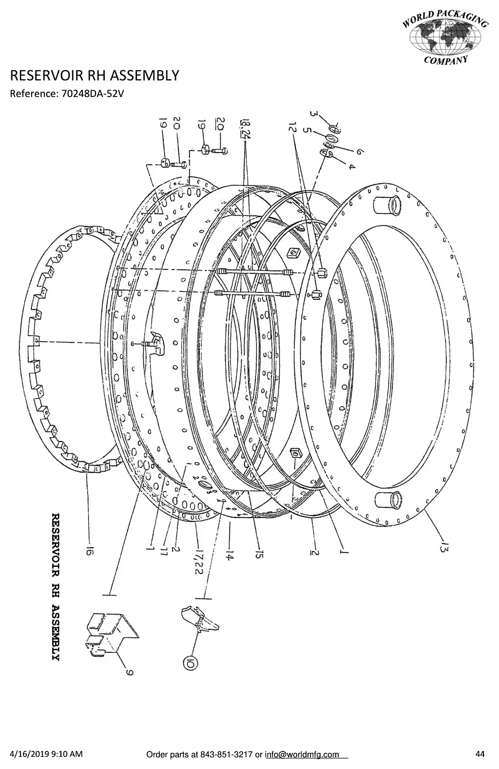 Meyer 52-12 filler reservoir rh assembly drawing