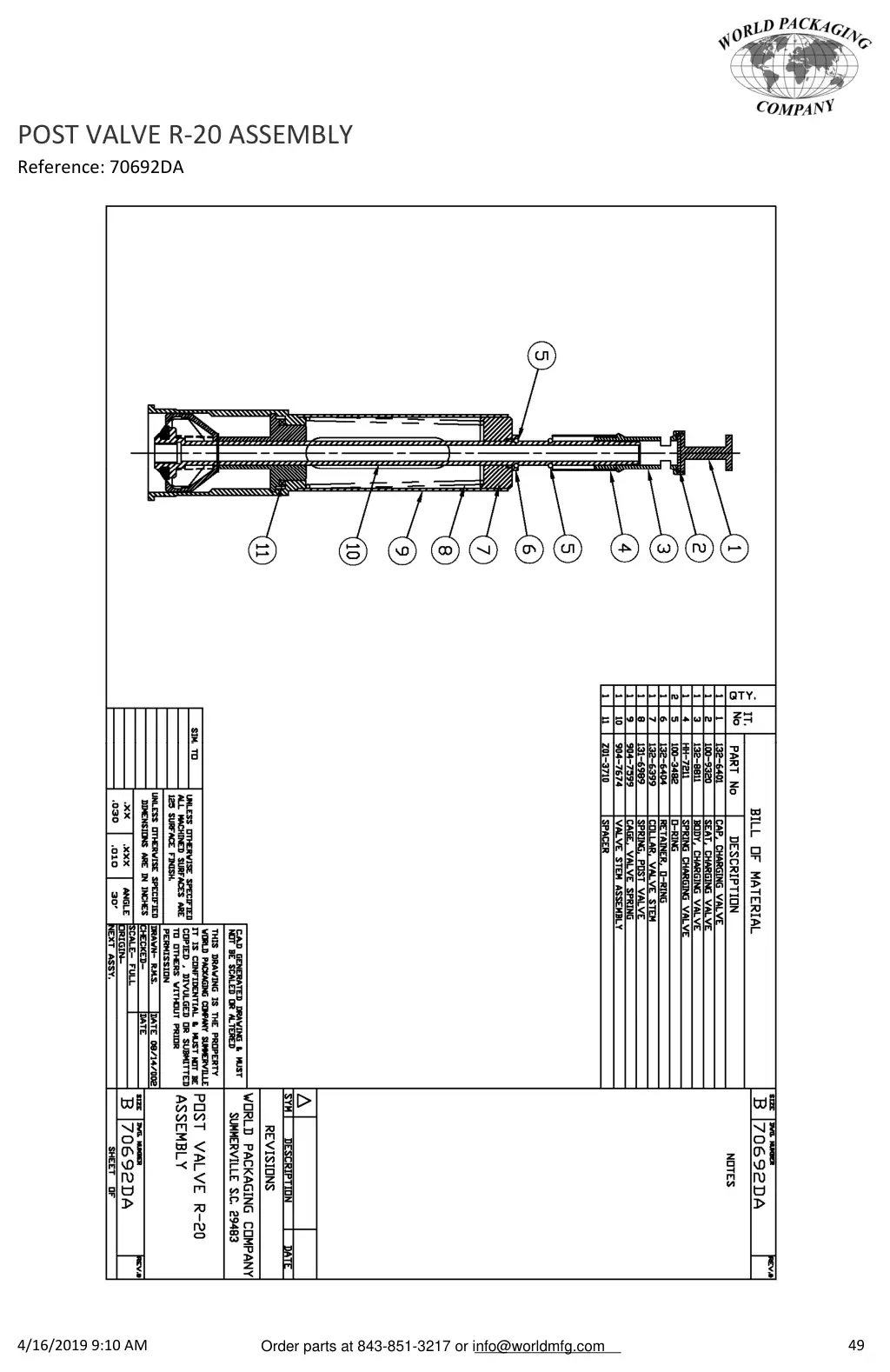 Meyer 52-12 filler post valve r-20 assembly drawing