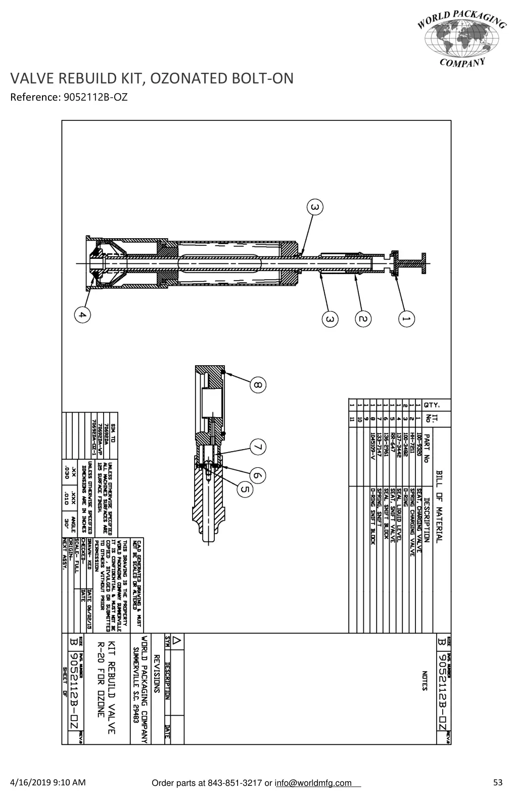 Meyer 52-12 filler valve rebuild kit, ozonated bolt-on drawing