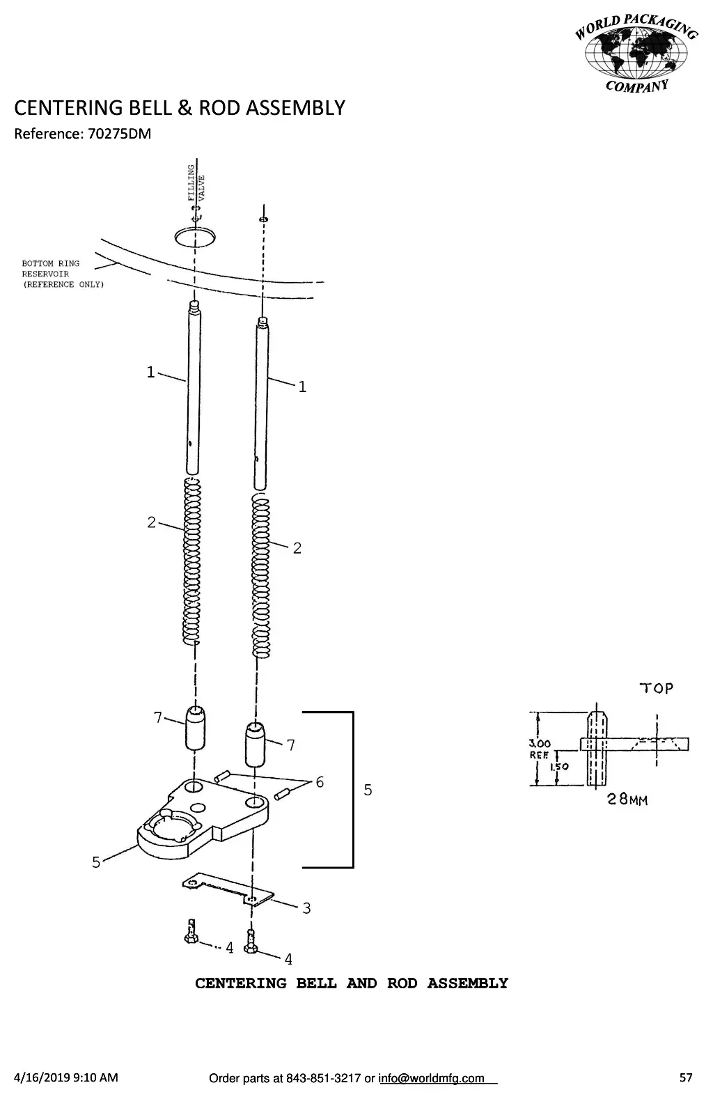 Meyer 52-12 filler centering bell & rod assembly drawing