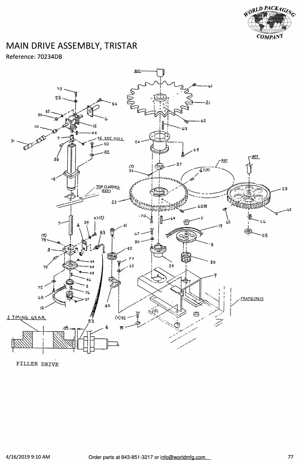 Meyer 52-12 filler main drive assembly, tristar drawing