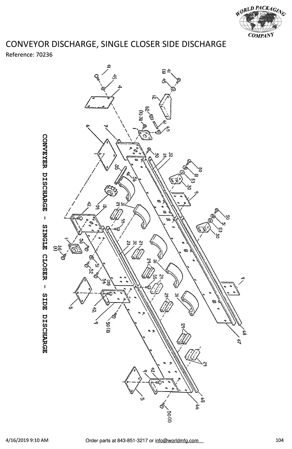 Meyer 52-12 filler conveyor discharge, single closer side discharge drawing