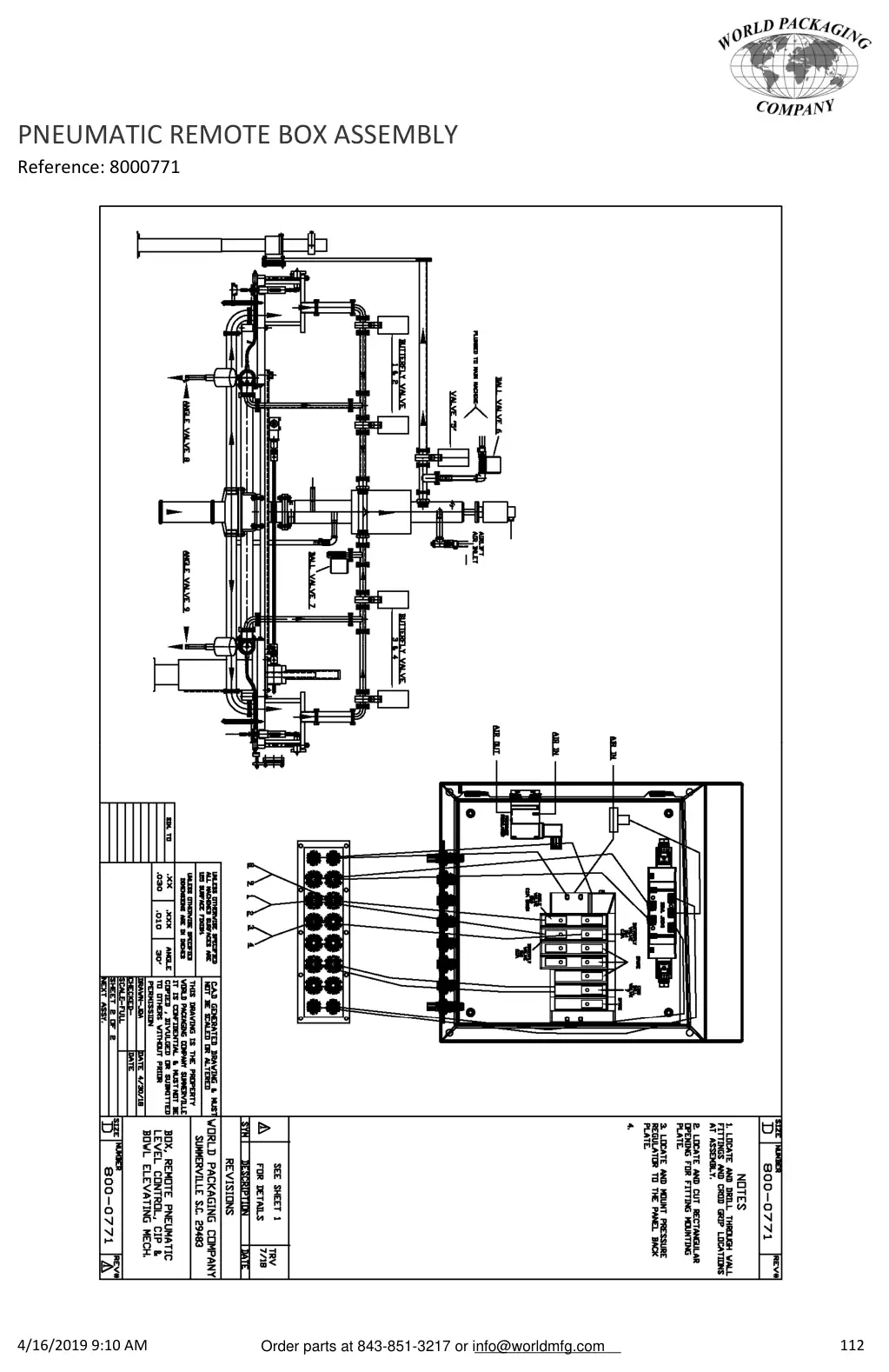 Meyer 52-12 filler pneumatic remote box assembly drawing