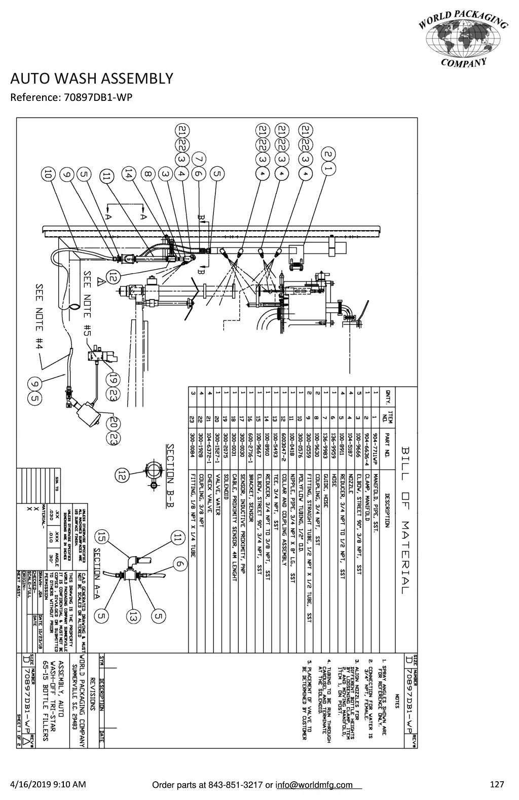 Meyer 52-12 filler auto wash assembly drawing