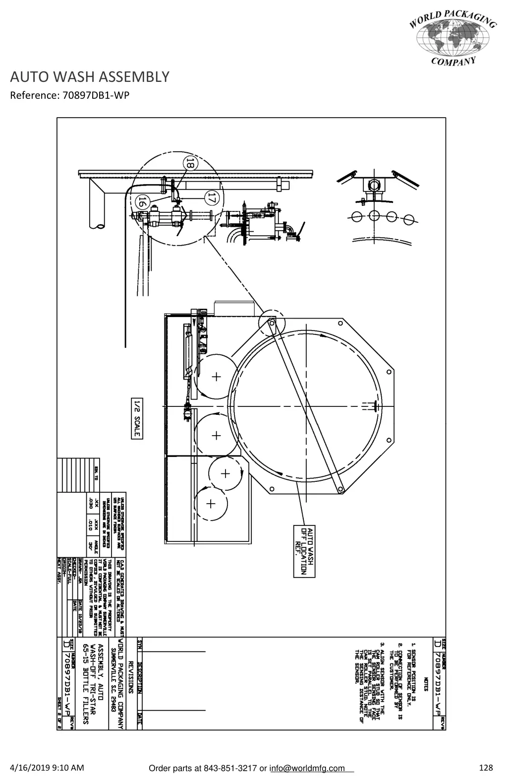 Meyer 52-12 filler auto wash assembly drawing