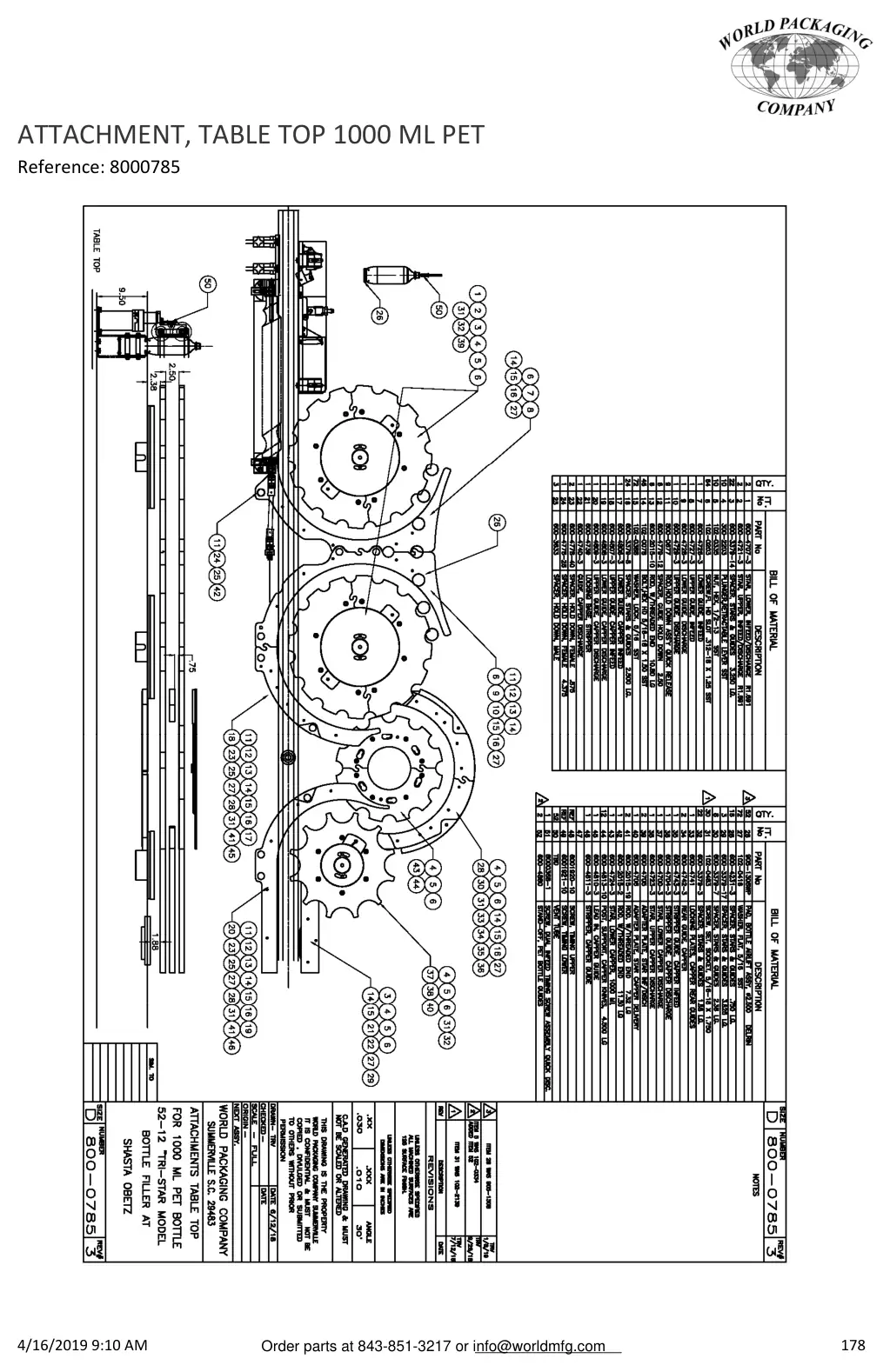 Meyer 52-12 filler attachment, table top 1000 ml pet drawing
